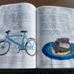 24. und 25.5. blaues Fahrrad und Teller mit Donut